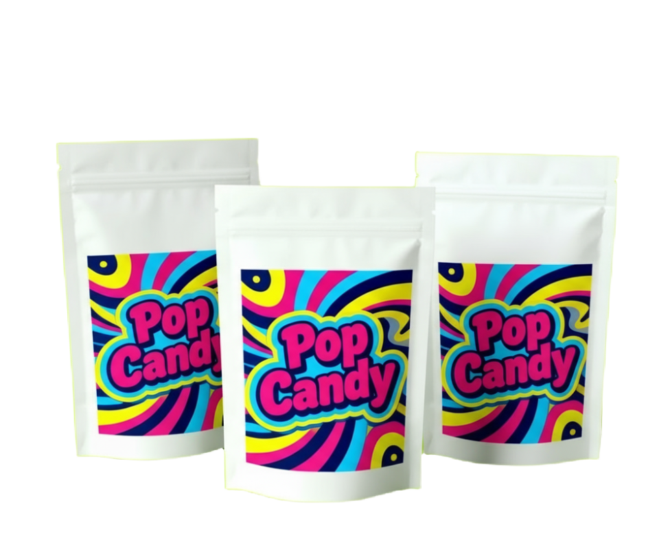 Etiquetas de color, Etimex Digital, Etiqueta de colores, Bolsas de dulces con etiqueta de colores de la marca pop candy.