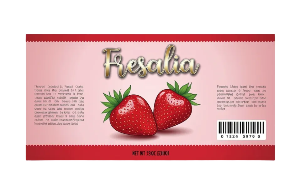 Etiquetas de Alimentos, Etimex Digital, Etiqueta de color, Etiqueta de yogurt sabor fresa con la etiqueta de la marca Fresalia.