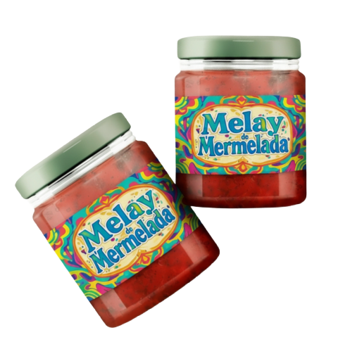 Mockup de dos frascos de melay mermelada con su respectivas etiquetas de color, Fabricante: Etimex Digital en Mexico.
