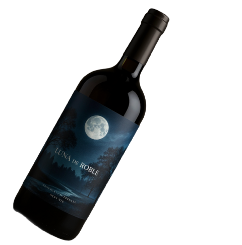 Mockup de una botella de vino con su etiqueta, Fabricante: Etimex Digital en Mexico.